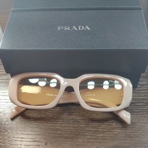 Prada Cream Sunglasses with Brown Lenses